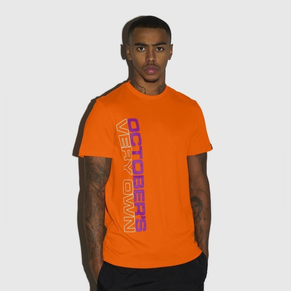 OVO “October’s Very Own” Men’s Orange & Purple T-Shirt, Size Large – 100% Cotton